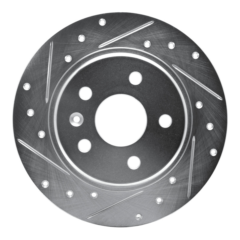 Chevrolet Bolt EV Brake Rotor (1) - Rear Left - R1 Concepts - Drilled & Slotted - Silver - `16-`23 Chevrolet Bolt EV Brake Rotor (1) - Rear Left - R1 Concepts - Drilled & Slotted - Silver - `16-`23